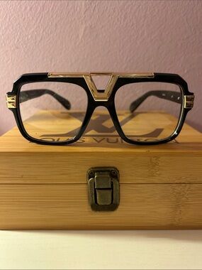 Black Eyewear with Gold Accents